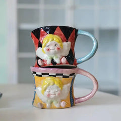 Handcrafted Ceramic Doll Mug - Whimsical Cartoon Coffee Cup & Decor, Multi-Use Drinkware