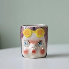 Handcrafted Ceramic Doll Mug - Whimsical Cartoon Coffee Cup & Decor, Multi-Use Drinkware