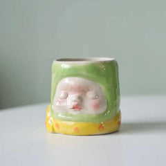 Handcrafted Ceramic Doll Mug - Whimsical Cartoon Coffee Cup & Decor, Multi-Use Drinkware
