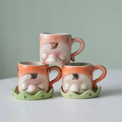 Handcrafted Ceramic Doll Mug - Whimsical Cartoon Coffee Cup & Decor, Multi-Use Drinkware