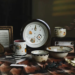 Handcrafted Retro Dinnerware Set - Ceramic Plates & Bowls for Single-Serve Meals, Vintage Tableware Collection
