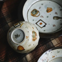 Handcrafted Retro Dinnerware Set - Ceramic Plates & Bowls for Single-Serve Meals, Vintage Tableware Collection