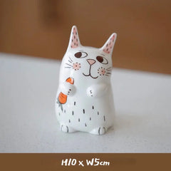 Whimsical Ceramic Cat Figurine - Adorable Kitty Desk Decor for Home, Office & Garden