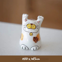 Whimsical Ceramic Cat Figurine - Adorable Kitty Desk Decor for Home, Office & Garden