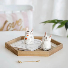 Whimsical Ceramic Cat Figurine - Adorable Kitty Desk Decor for Home, Office & Garden