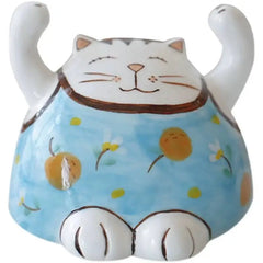 Whimsical Ceramic Cat Figurine - Adorable Kitty Desk Decor for Home, Office & Garden