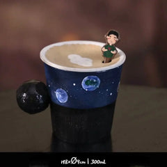 Whimsical Couple's Mug Set - Cartoon Ceramic Cups with Lids & Spoons, Cute Drinkware for Coffee/Milk