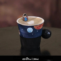 Whimsical Couple's Mug Set - Cartoon Ceramic Cups with Lids & Spoons, Cute Drinkware for Coffee/Milk
