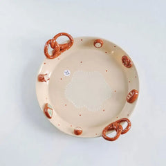 Handcrafted Pretzel Ceramic Set - Artisan Coffee Cup & Saucer, German-Inspired Drinkware