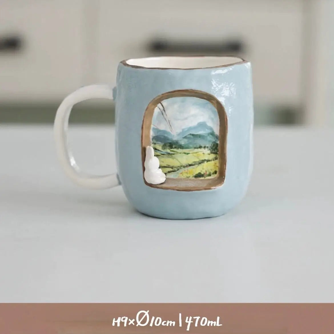 Handcrafted 3D Cartoon Ceramic Mug - Large Hand-Painted Tea/Coffee Cup for Home