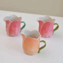 Handmade Floral Ceramic Coffee Set - Pour-Over Pot & Cup Duo