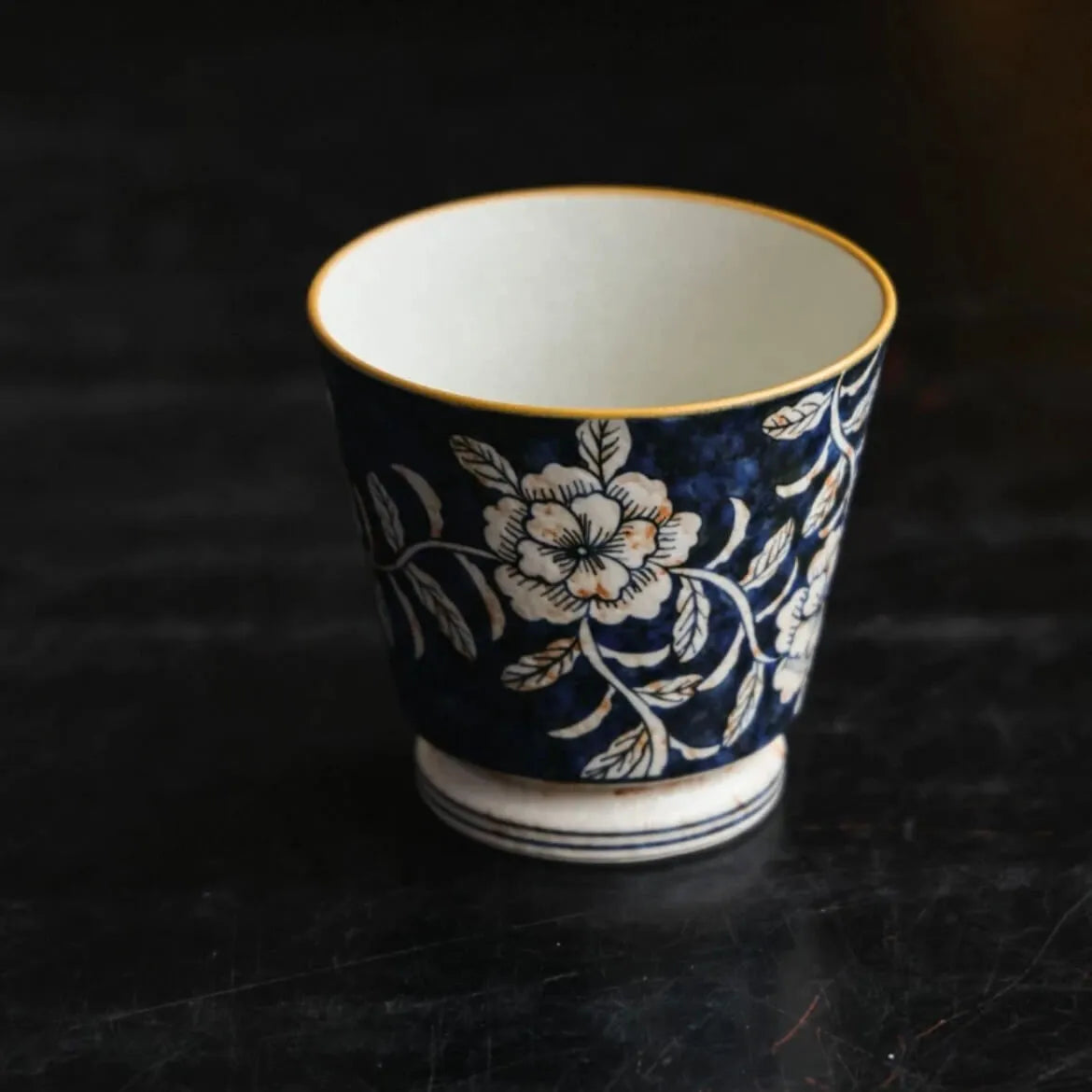Hand-painted Retro Chinese Blue & White Coffee Cup - Artisan Crafted