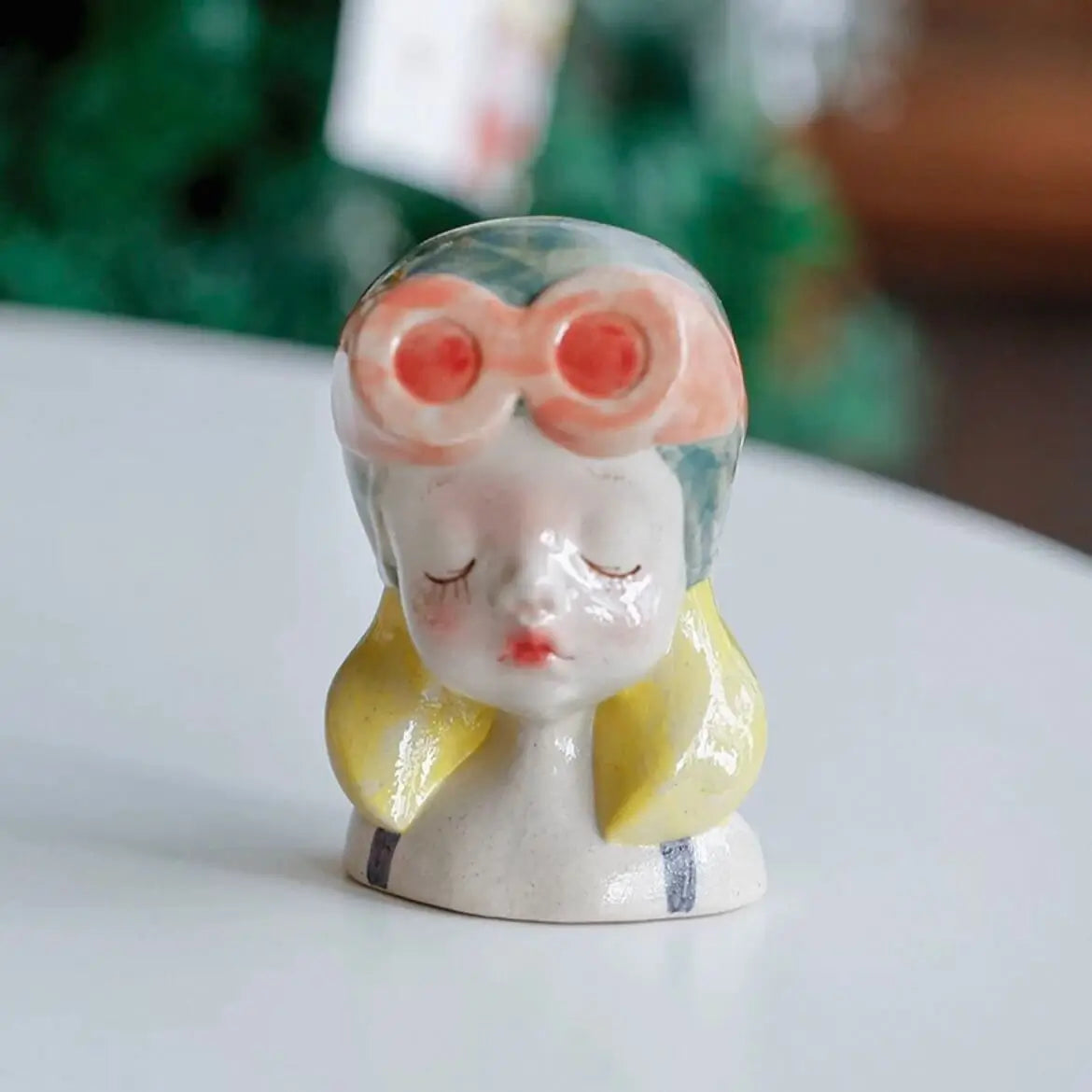 Handcrafted Ceramic Cartoon Figurine - Unique Artisan Desk & Home Decor for Living Room/Bedroom