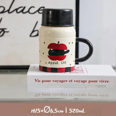 Cartoon Lidded Tumbler - Large Ceramic Water Cup for Home, Cute & Stylish Drinkware
