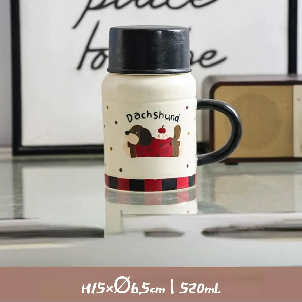 Cartoon Lidded Tumbler - Large Ceramic Water Cup for Home, Cute & Stylish Drinkware
