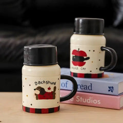 Cartoon Lidded Tumbler - Large Ceramic Water Cup for Home, Cute & Stylish Drinkware
