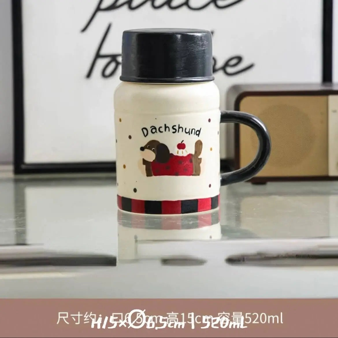 Cartoon Lidded Tumbler - Large Ceramic Water Cup for Home, Cute & Stylish Drinkware