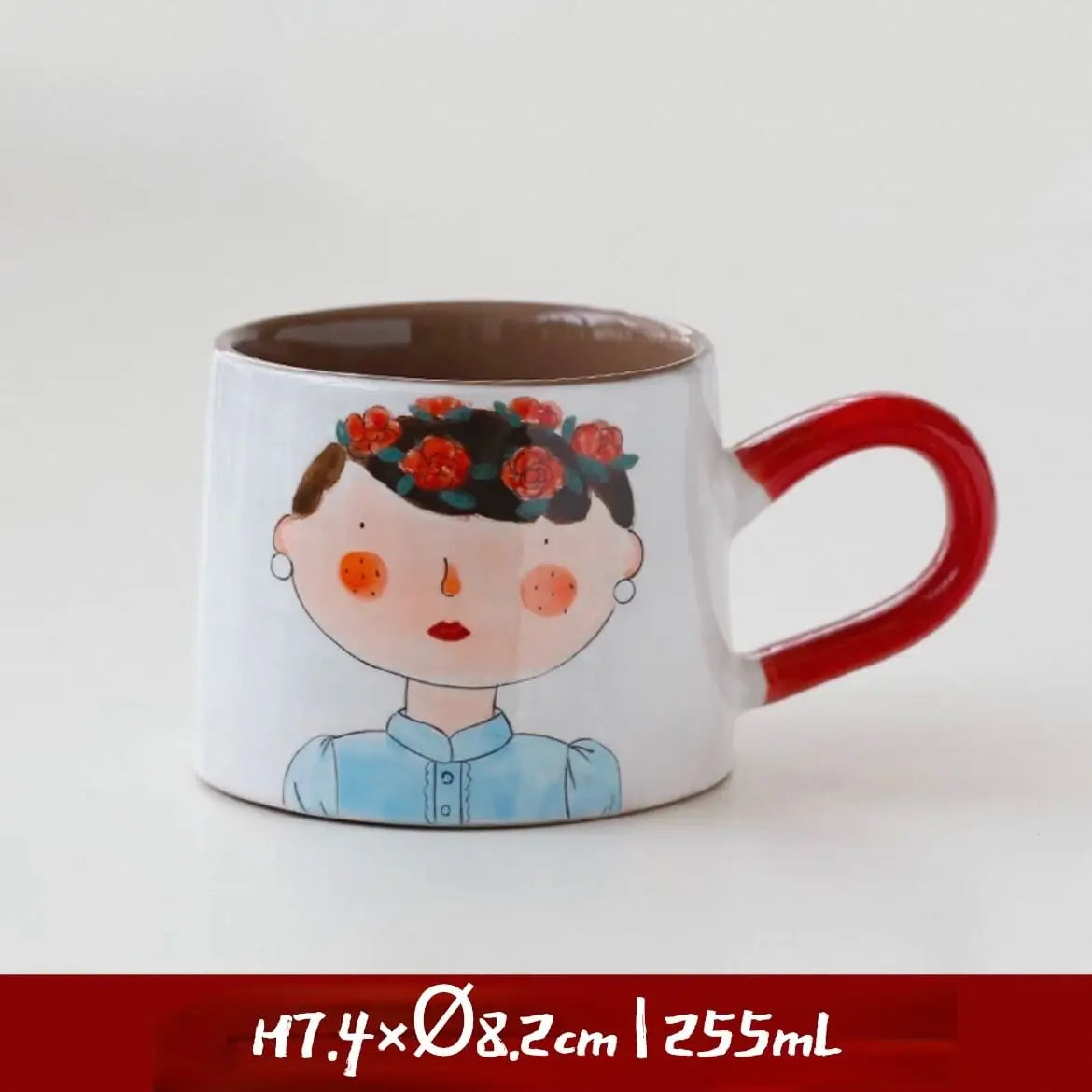 Japanese-style Cute Ceramic Mug Set - Hand-Painted Cartoon Coffee Cups for Couples, Kawaii Drinkware